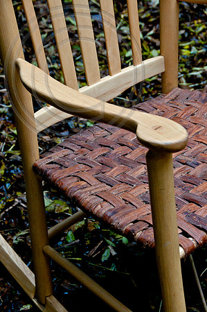 traditional handcrafted chair, woven elm bark seat