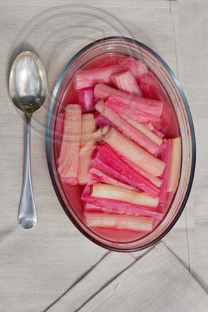 Rhubabrb food;rhubarb in syrup