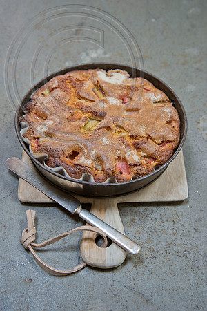 Rhubarb food; ingrdeients for rhubarb orange and ginger cake.