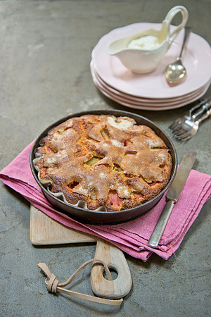Rhubarb food; rhubarb.orange and ginger cake with cream